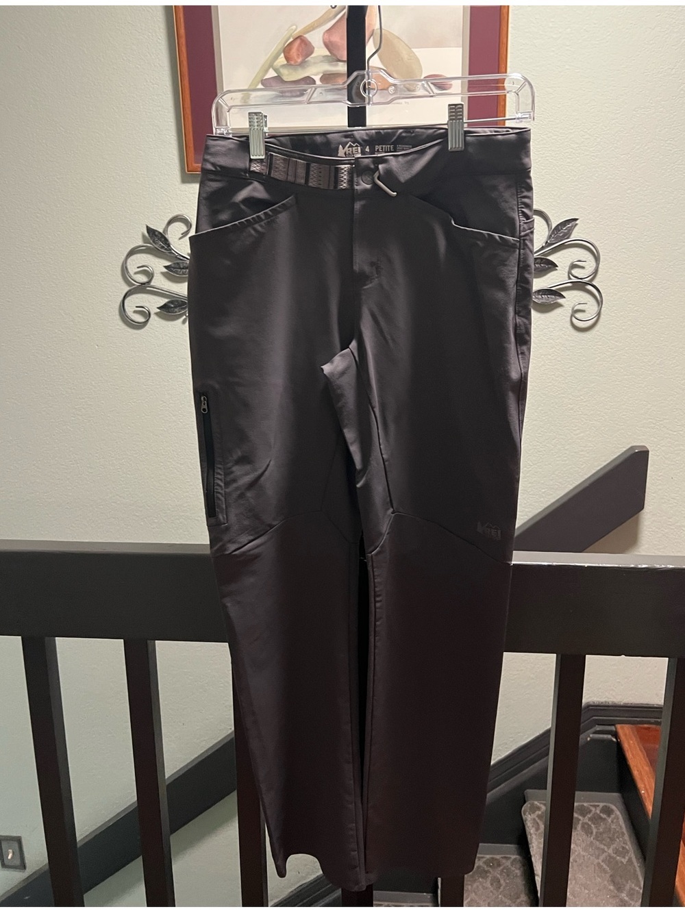 REI Black Women's Track Joggers with Integrated Belt